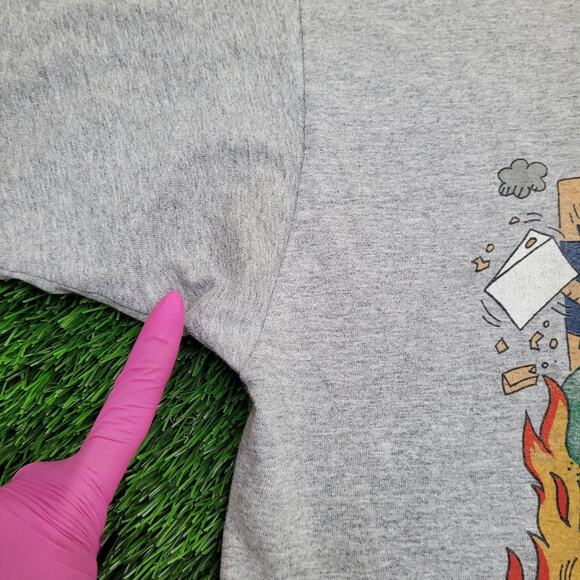 Vintage Funny Firefighter Couch-Potato Shirt Large 22x28 Gray - Picture 5 of 14